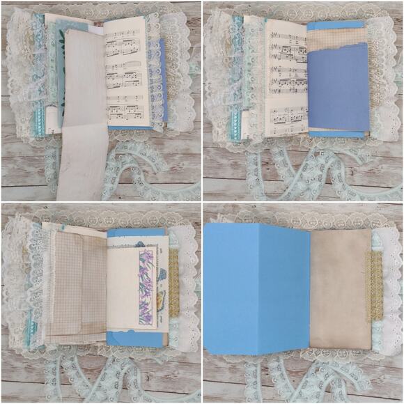 Turquoise Embellished Junk Journal: Flowers, Birds and Butterflies (Everything) - Picture 8 of 16